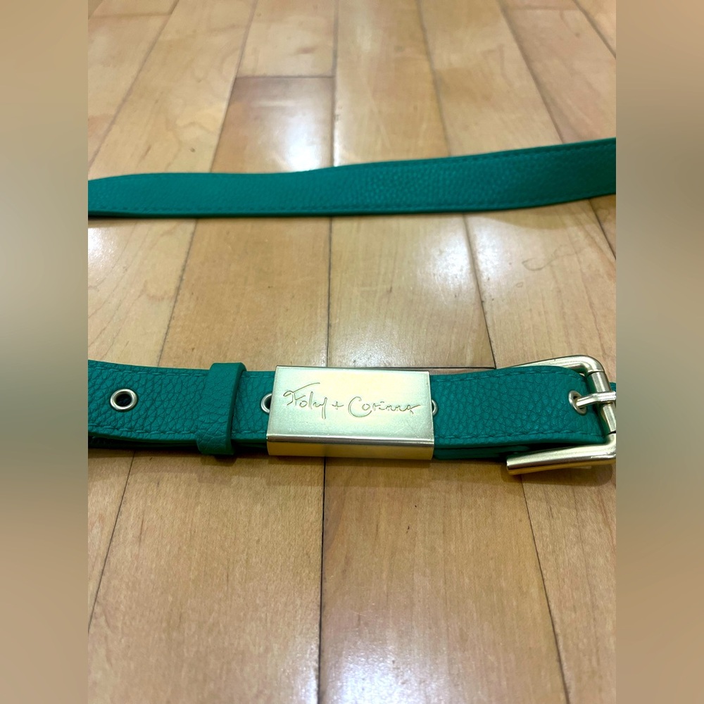 Foley + Corinna Green Leather Strap with Gold Buckle